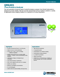 Thumbnail of document Data Sheet - QMA401 Self-Calibration Trace Moisture Analyzer
